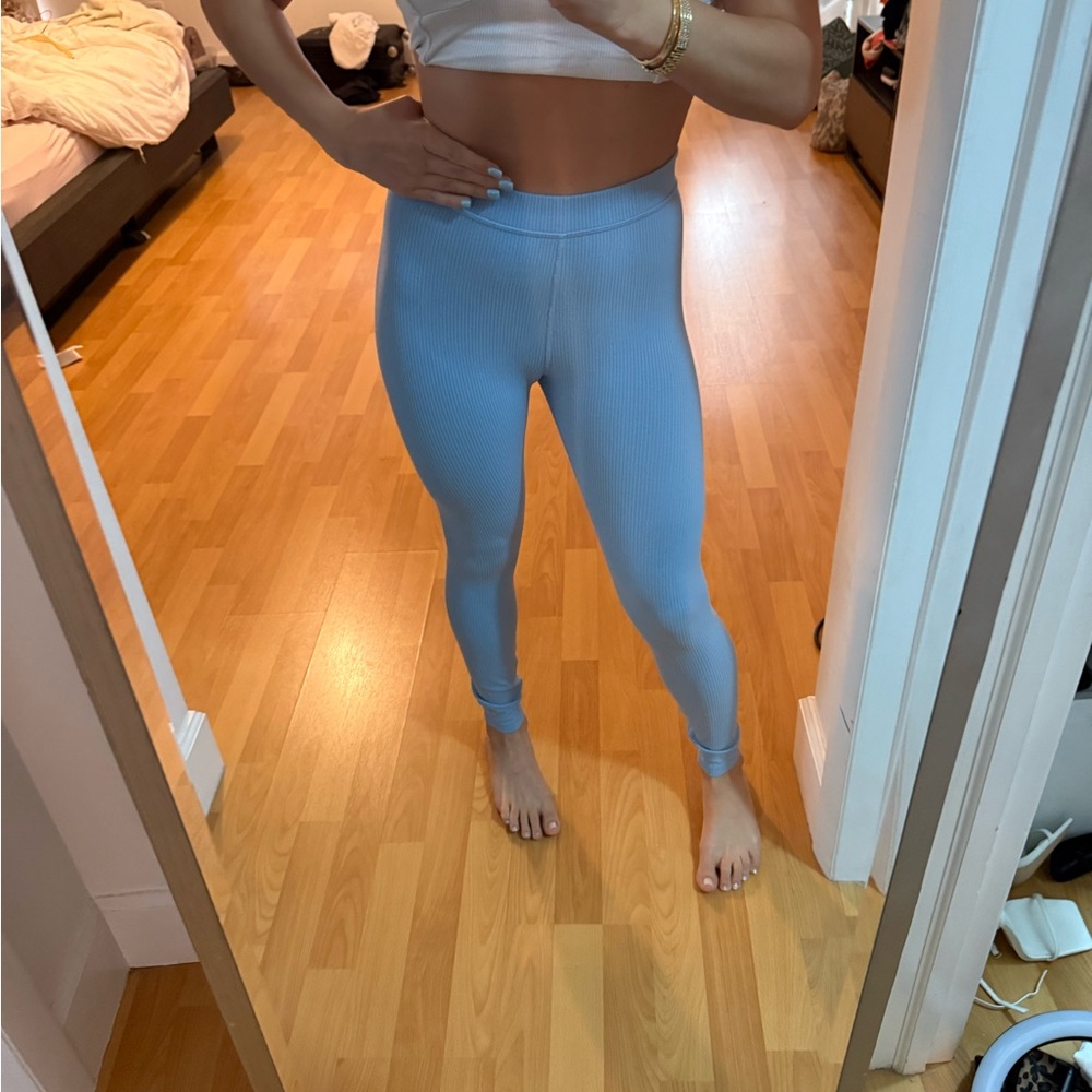 Light Blue Ribbed Leggings
